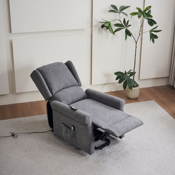 Poltrona Alzapersona Reclinabile 2 Motori Tasmania Tessuto Grigio