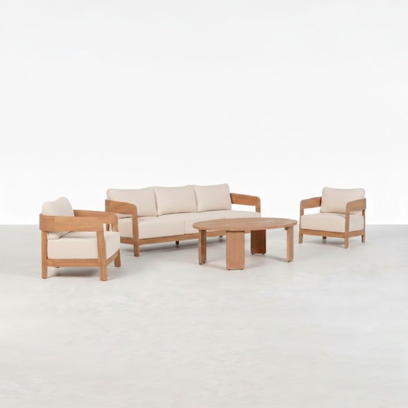 Salotto Da Esterno 5 Posti In Legno Con Cuscini E Tavolino Pablo Bizzotto