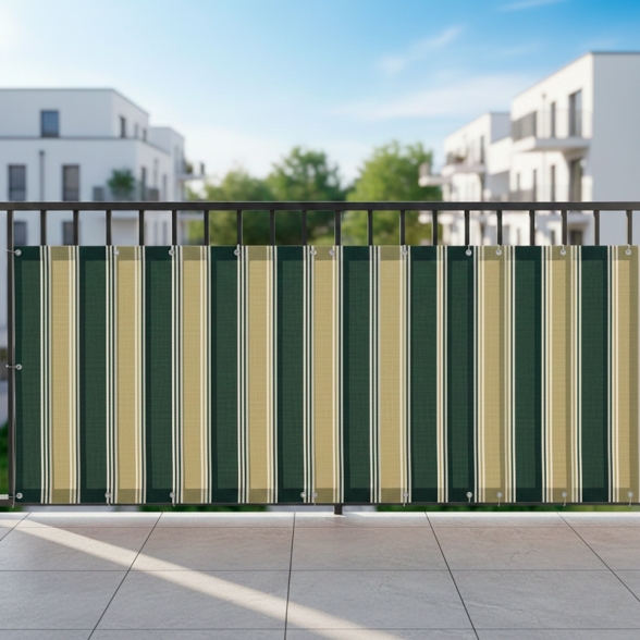 Telo Antisguardo Per Balcone Con Occhielli Rotolo 75x500 Cm Sangiorgio Verde/Bianco