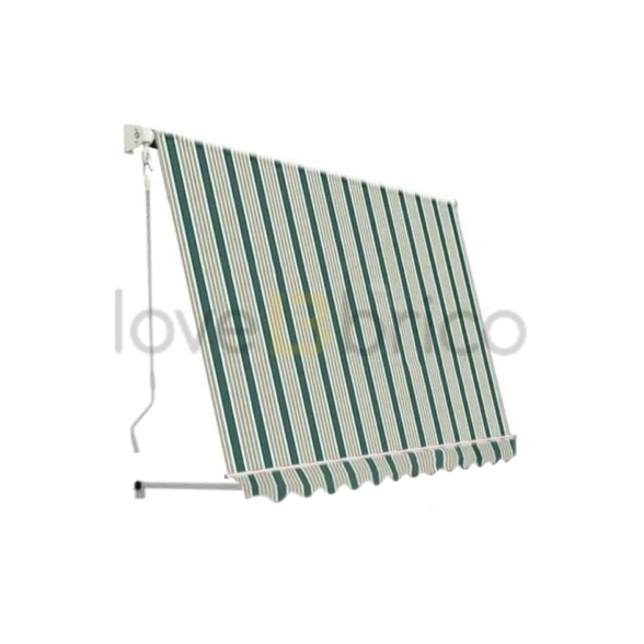Tenda Da Sole Sangiorgio 100x250 A Caduta Senza Cassonetto Con Braccetti Verde Bianco