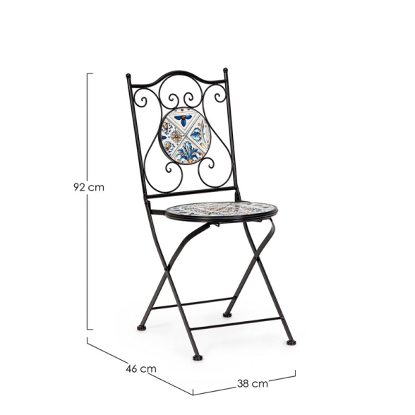 Set Bistrot Tavolo Mosaico 80x120 Cm Con 4 Sedie Pieghevoli Mykonos Bizzotto