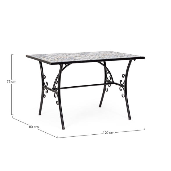 Set Bistrot Tavolo Mosaico 80x120 Cm Con 4 Sedie Pieghevoli Mykonos Bizzotto