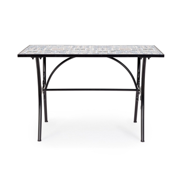 Set Bistrot Tavolo Mosaico 80x120 Cm Con 4 Sedie Pieghevoli Mykonos Bizzotto