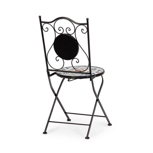 Set Bistrot Tavolo Mosaico 80x120 Cm Con 4 Sedie Pieghevoli Mykonos Bizzotto