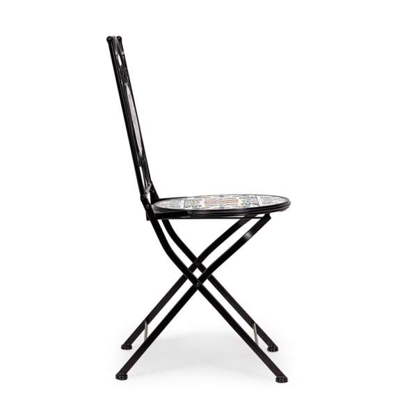 Set Bistrot Tavolo Mosaico 80x120 Cm Con 4 Sedie Pieghevoli Mykonos Bizzotto