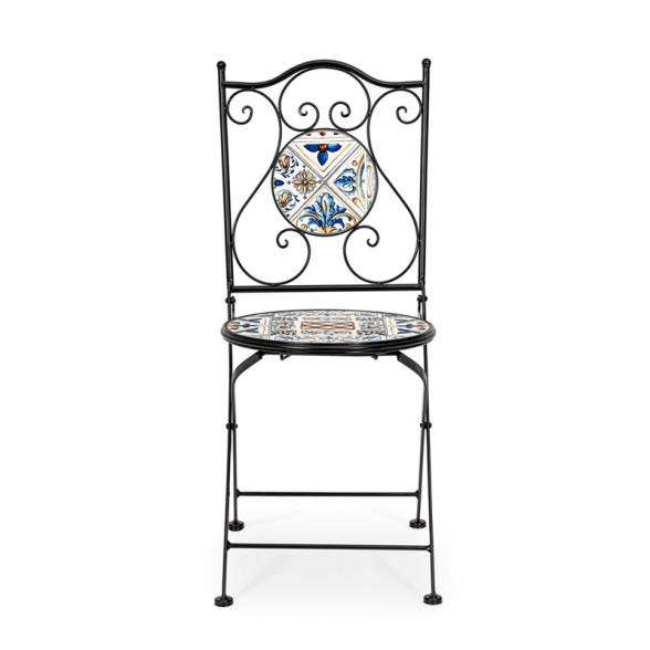 Set Bistrot Tavolo Mosaico 80x120 Cm Con 4 Sedie Pieghevoli Mykonos Bizzotto