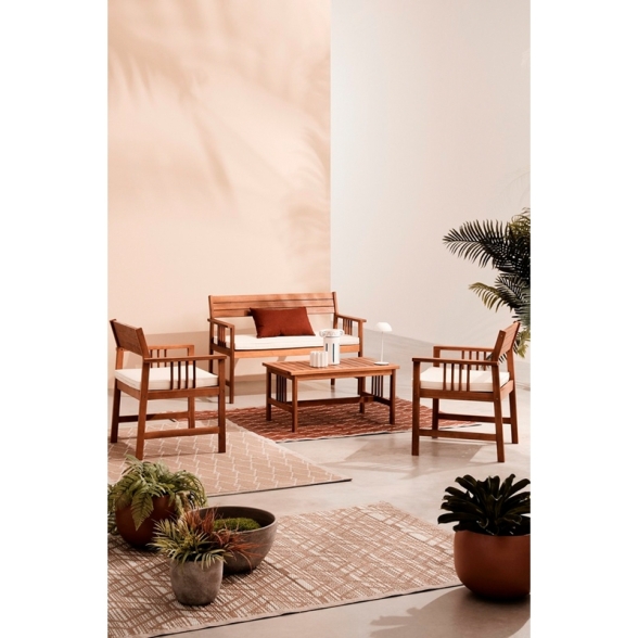 Set Salotto Da Esterno 4 Posti In Legno Di Acacia Con Cuscini Noemi Bizzotto