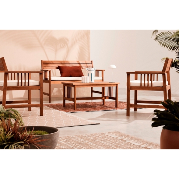 Set Salotto Da Esterno 4 Posti In Legno Di Acacia Con Cuscini Noemi Bizzotto