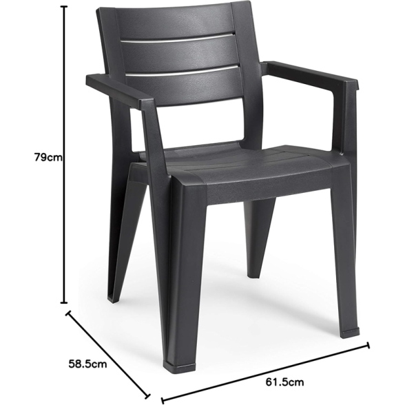 Sedia Da Esterno In Resina Con Braccioli Keter Julie Antracite