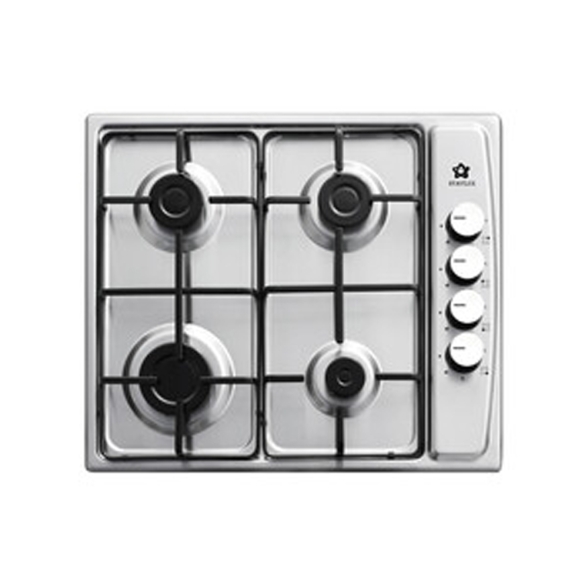 Piano Cottura Inox 60 Cm A Gas 4 Fuochi Griglia Acciaio Staylux