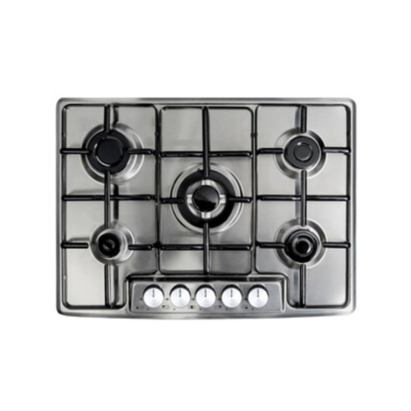 Piano Cottura Inox 70 Cm A Gas 5 Fuochi Griglia Acciaio Staylux