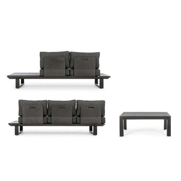Salotto Angolare Da Esterno In Alluminio Con Cuscini E Tavolino Konnor Antracite Bizzotto