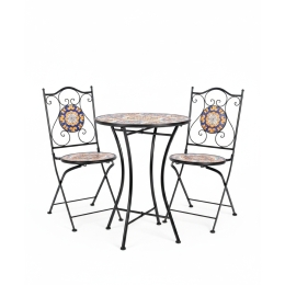 Set Bistrot Tavolo Mosaico 60 Cm Con 2 Sedie Pieghevoli Santorini Bizzotto