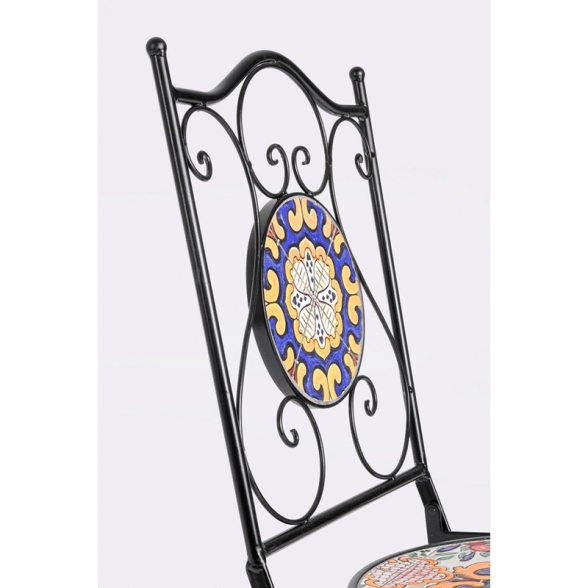 Set Bistrot Tavolo Mosaico 60 Cm Con 2 Sedie Pieghevoli Santorini Bizzotto