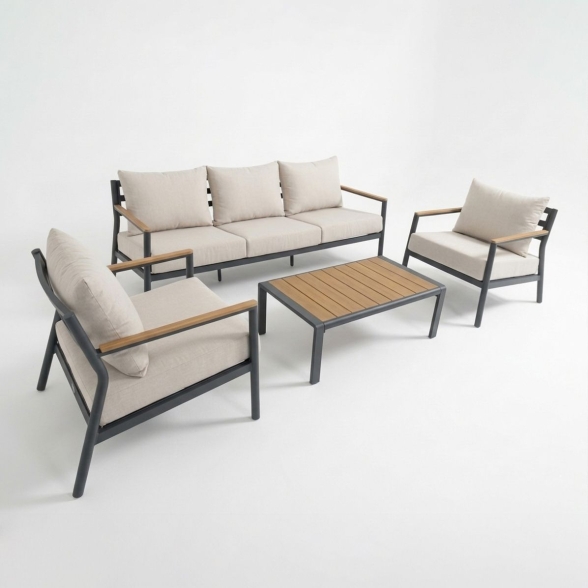 Salotto Da Esterno 5 Posti In Alluminio Cartagena Antracite