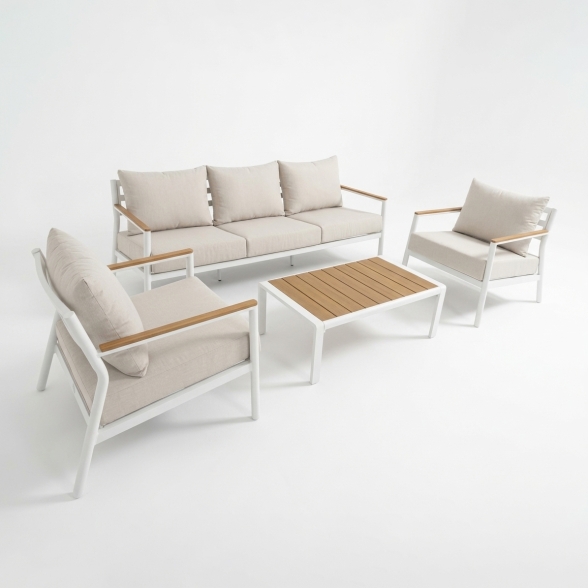 Salotto Da Esterno 5 Posti In Alluminio Cartagena Bianco