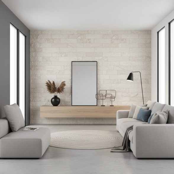 Rivestimento grès porcellanato 16x42 effetto pietra Talbignano Bianco