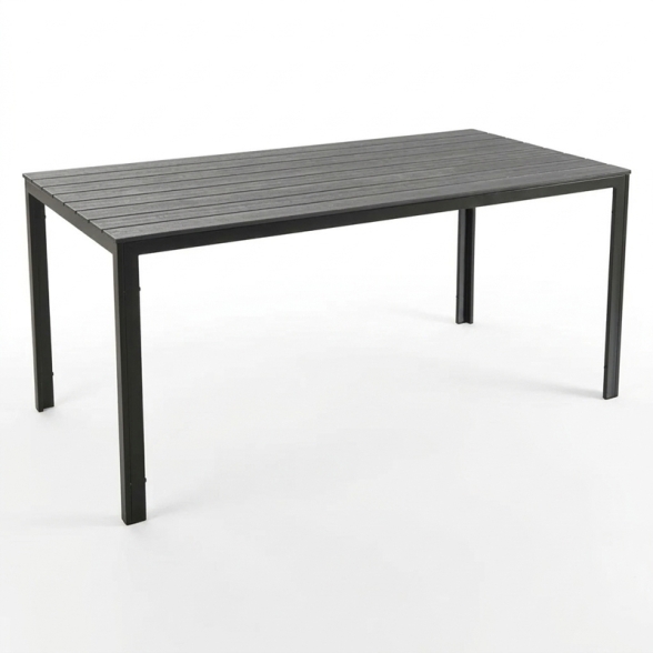 Set Tavolo E Sedie Da Giardino In Acciaio E Doghe In Resina Bodrum Antracite