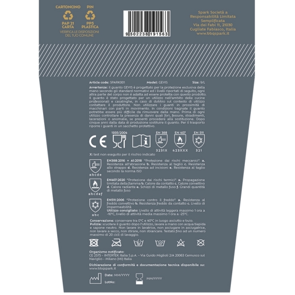 Coppia Di Guanti Per Barbecue In Silicone Gevis BBQ Spark - Taglia L