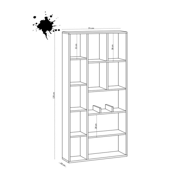 Libreria Moderna Con Vani A Giorno 75x18x170 Salvaspazio Demios Rovere Chiaro