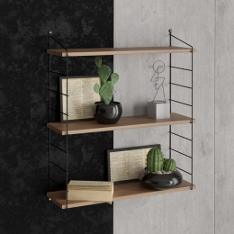 Mensola A Parete 3 Ripiani 72x20x85 Cm Stile Industrial Armoni Noce