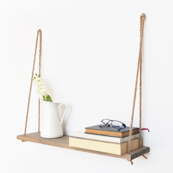 Mensola A Parete Stile Industrial In Corda E Abete Naturale Elis