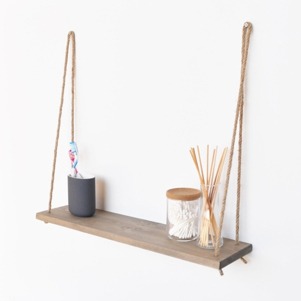 Mensola A Parete Stile Industrial In Corda E Abete Naturale Elis