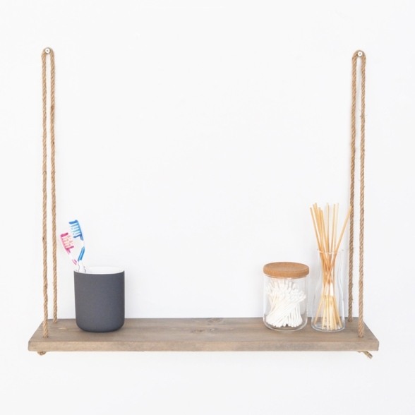 Mensola A Parete Stile Industrial In Corda E Abete Naturale Elis