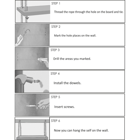 Mensola A Parete Stile Industrial In Corda E Abete Naturale Elis