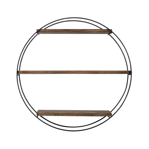 Mensola A Parete Tonda D62 Cm Stile Industrial In Ferro E Legno Naturale Tulipa