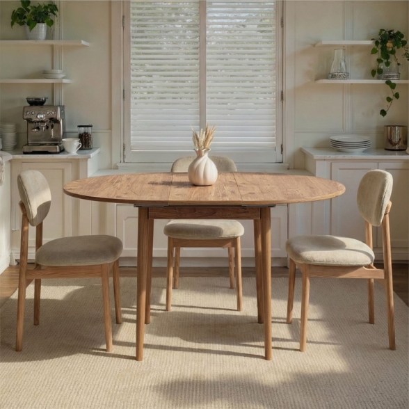 Tavolo Tondo Da Pranzo Allungabile 100-130 Cm Da Interno Viona Rovere