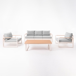 Salotto Da Esterno 5 Posti In Alluminio Boston Avorio