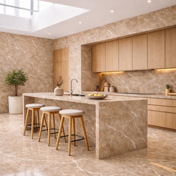 Pannello decorativo effetto marmo set 6 pz 4,3 mt2 PVC in UV 120 x 60 Marmo Beige