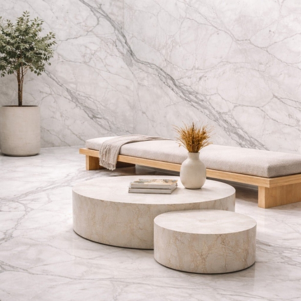 Pannello decorativo effetto marmo set 6 pz 4,3 mt2 PVC in UV 120 x 60 Marmo Bianco