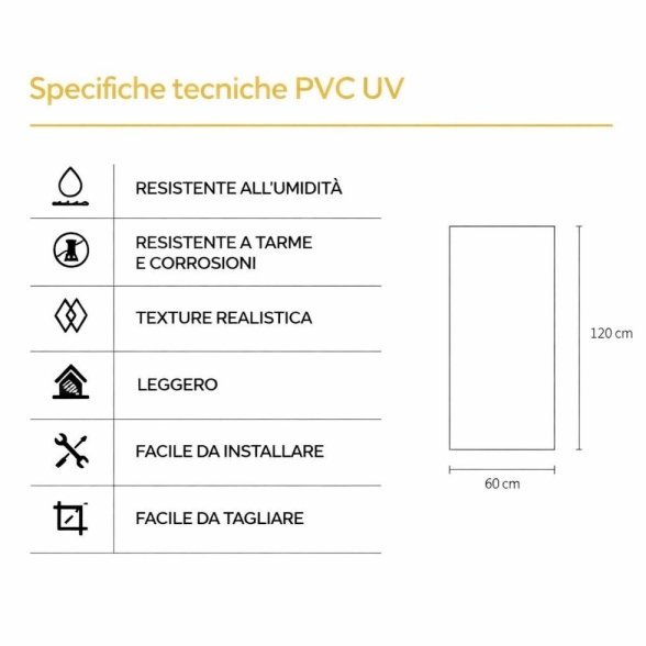 Pannello decorativo effetto marmo set 6 pz 4,3 mt2 PVC in UV 120 x 60 Marmo Bianco