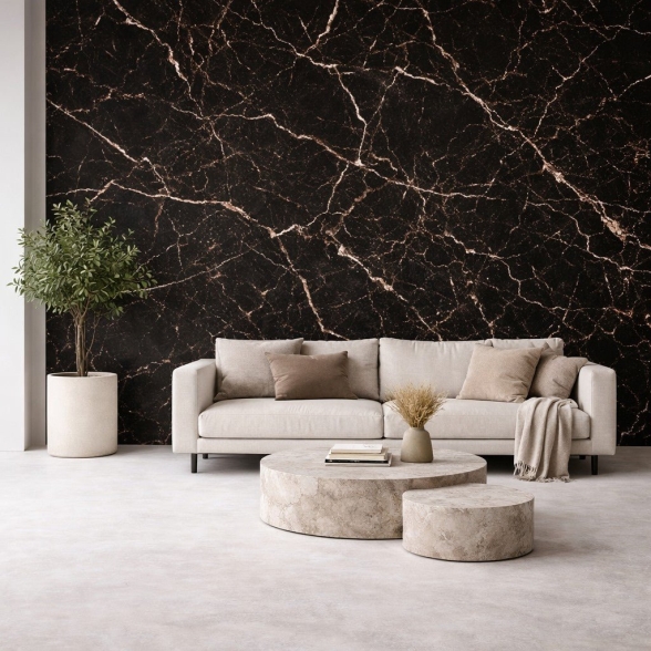 Pannello decorativo effetto marmo set 6 pz 4,3 mt2 PVC in UV 120 x 60 Marmo Nero