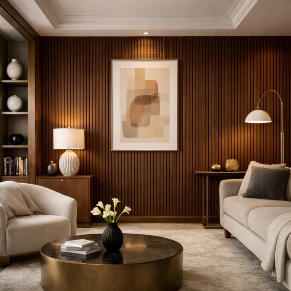 Pannello decorativo in PVC a listelli effetto doghe in legno Set 10 pz 120x30e Noce chiaro