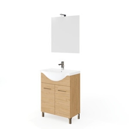 Mobile Bagno Con Piedini Rubino 2 Ante 65 Cm Rovere Naturale