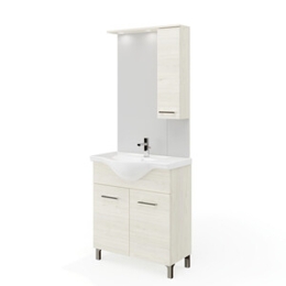 Mobile Bagno Con Piedini Rubino 2 Ante 75 Cm Rovere Ghiaccio