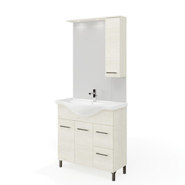 Mobile Bagno Rubino 2 Ante+2 Cassetti 85 Cm Rovere Ghiaccio