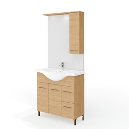 Mobile Bagno Rubino 2 Ante+2 Cassetti 85 Cm Rovere Naturale