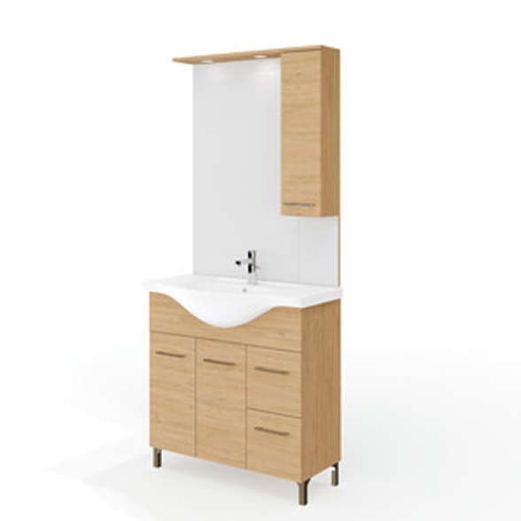 Mobile Bagno Rubino 2 Ante+2 Cassetti 85 Cm Rovere Naturale