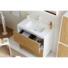 Mobile Bagno Lisbona 2 Cassetti 60 Cm Bianco Lucido Rovere Naturale