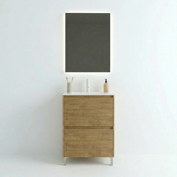 Mobile Bagno Lisbona 2 Cassetti 60 Cm Rovere Naturale