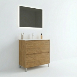 Mobile Bagno Lisbona 2 Cassetti 80 Cm Rovere Naturale