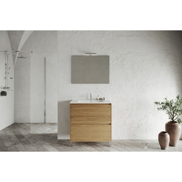 Mobile Bagno Lisbona 2 Cassetti 80 Cm Rovere Naturale