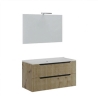 Mobile Bagno Sospeso Comfort 2 Cassetti Cannettato 100 Cm Rovere Oro
