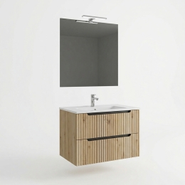 Mobile Bagno Sospeso Comfort 2 Cassetti Cannettato 60 Cm Rovere Oro