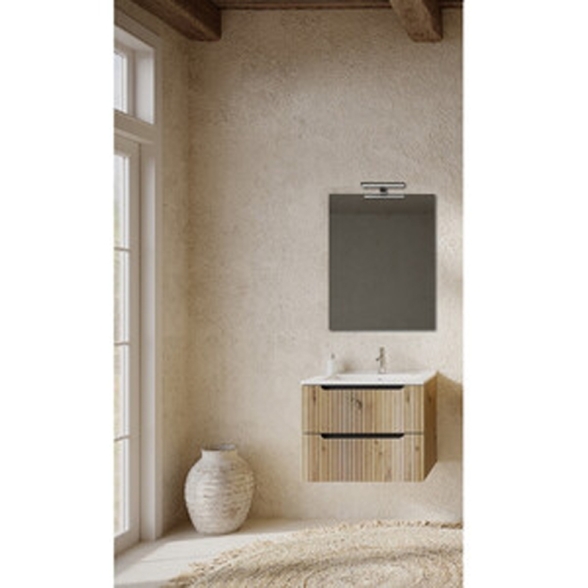 Mobile Bagno Sospeso Comfort 2 Cassetti Cannettato 60 Cm Rovere Oro
