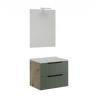 Mobile Bagno Comfort 2 Cassetti Cannettato 60 Cm Rovere Verde Salvia